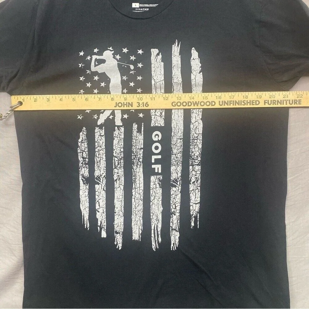 Golf American‎ Flag Graphic Print T-Shirt Black Men Size | L